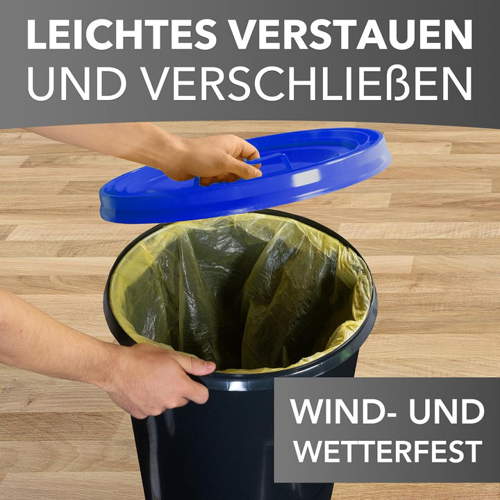 Will-Jeder Mülleimer 60l mit geruchsdichtem Deckel (Blau), Gelber Sack Ständer, Made in Germany, Mül