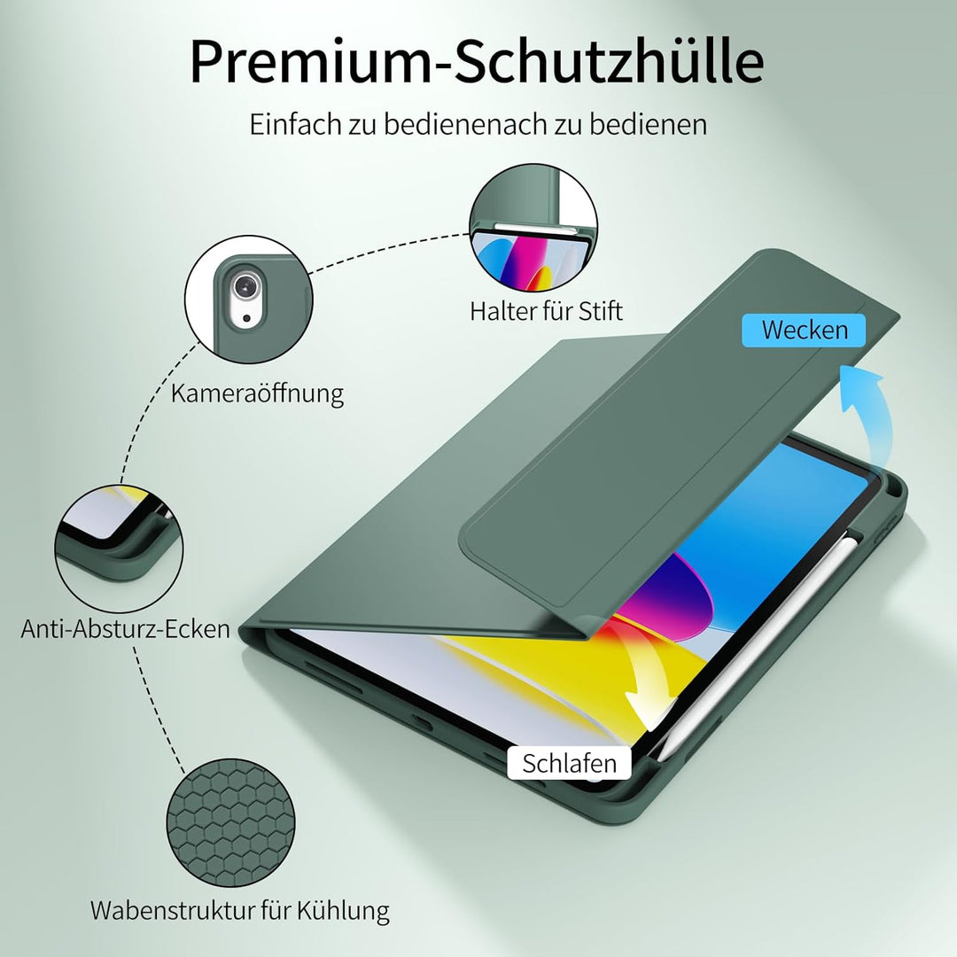 Hülle mit Tastatur für iPad A16 11/10 Generation (2025/2022, 11/10.9 Zoll)- 7 Farben Beleuchtete Mag