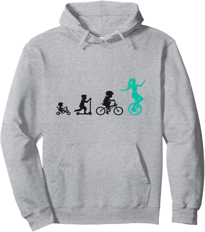 Evolution Einradfahrerin Artisten Zirkus Mädchen Einrad Pullover Hoodie