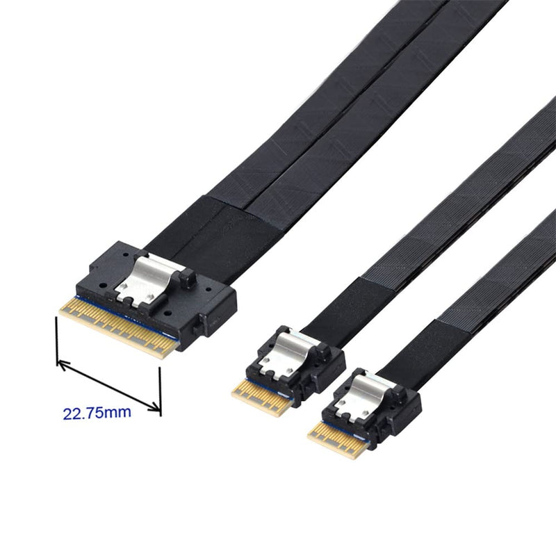 NFHK PCI-E Ultraport Slimline SAS Slim 4.0 SFF-8654 8i 74pin to Dual SFF-8654 4i 38pin cable 40cm PC