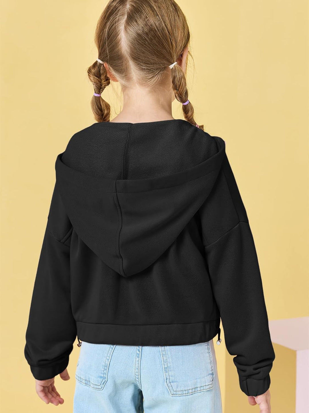 Haloumoning Mädchen Hälfte Zip Up Hoodies Kinder Mode lose Hooded Sweatshirts mit Taschen 3-14 Jahre