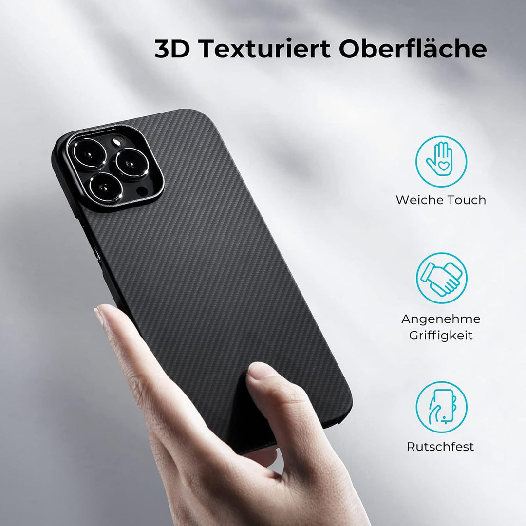 pitaka Ultradünne Hülle für iPhone 13 Pro Max Leichte Handyhülle aus 600D Aramidfaser Kratzfeste und