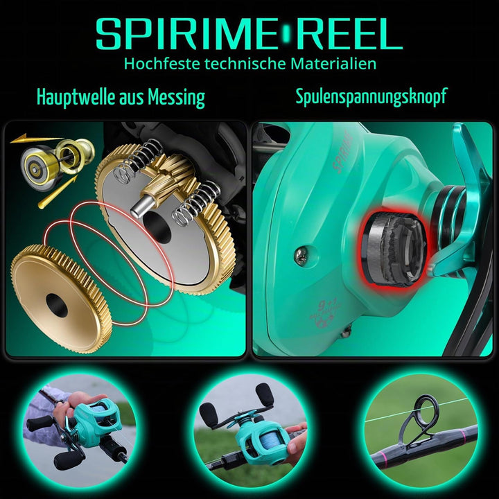 Sougayilang MX-2 Wurfangelrute und Baitcastrolle Combo, 1,8m/2,1m Baitcaster Combo - Raubfisch-Angel