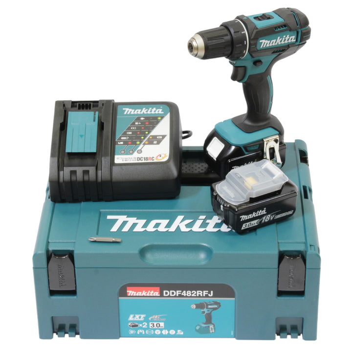 Makita DDF482RFJ Akku-Bohrschrauber 18V / 3,0 Ah, 2 Akkus + Ladegerät im MAKPAC Basic