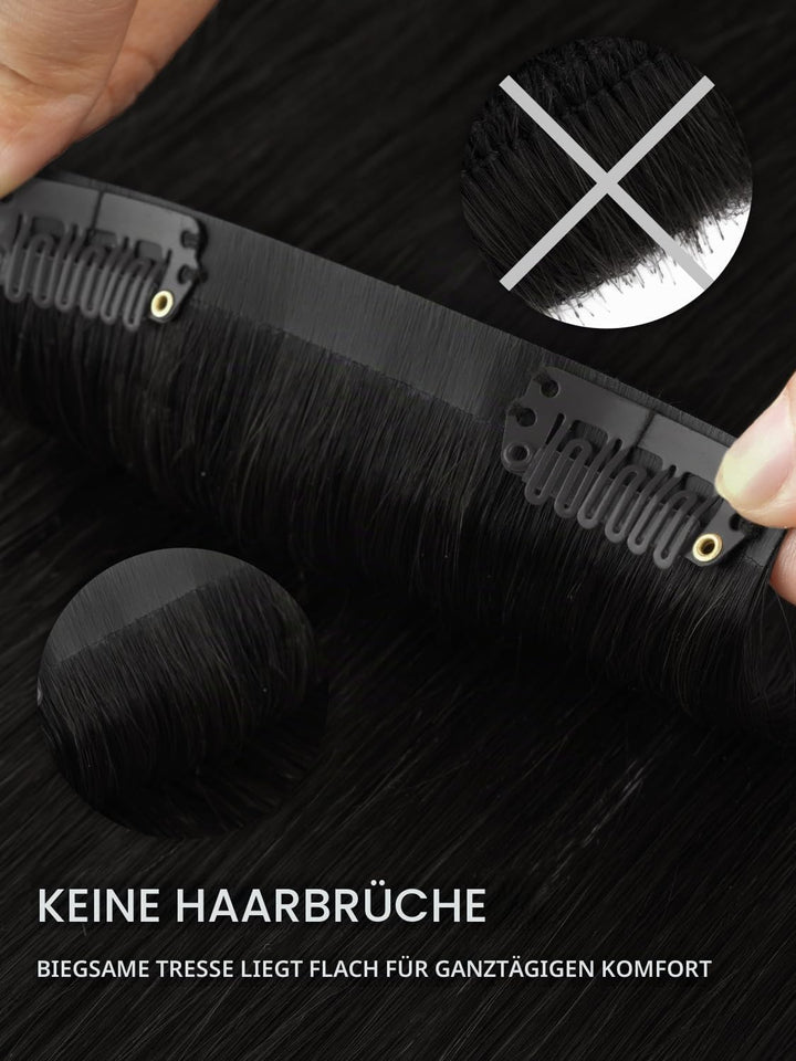 Nahtlose Clip In Extensions Echthaar, 50cm 7pcs 150g Tief Schwarz Echthaar Extensions Clip Remy Natü