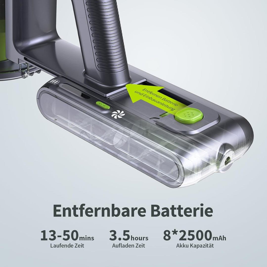 kalado Akku Staubsauger KCV600, 10 in 1 Staubsauger Kabellos 480W 33Kpa, Leicht Akkusauger mit Abneh