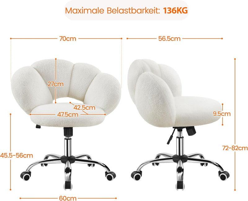 Yaheetech Schreibtischstuhl Bürostuhl Ergonomisch Bürosessel in Wolkenform Drehstuhl bis 136 kg Bela