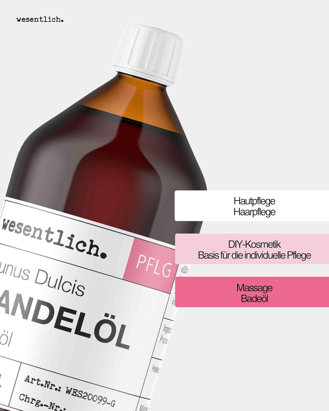 Mandelöl 1000ml - 100% reines Basisöl von wesentlich. - natürliche Pflege für Haut und Haar