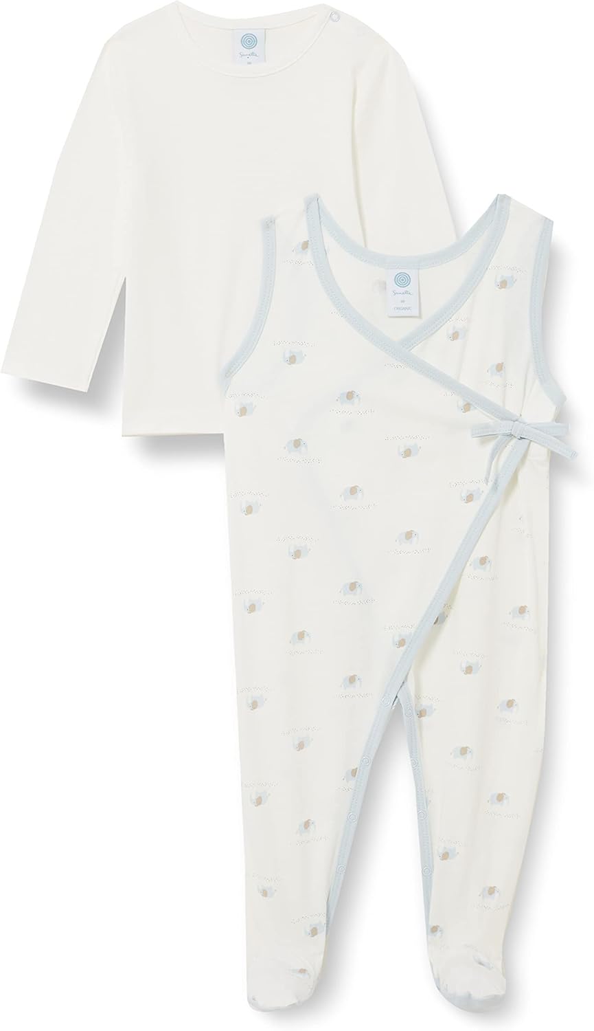 Sanetta Baby-Jungen Strampler Beige Kleinkind-Schlafanzüge 68 White Pebble, 68 White Pebble