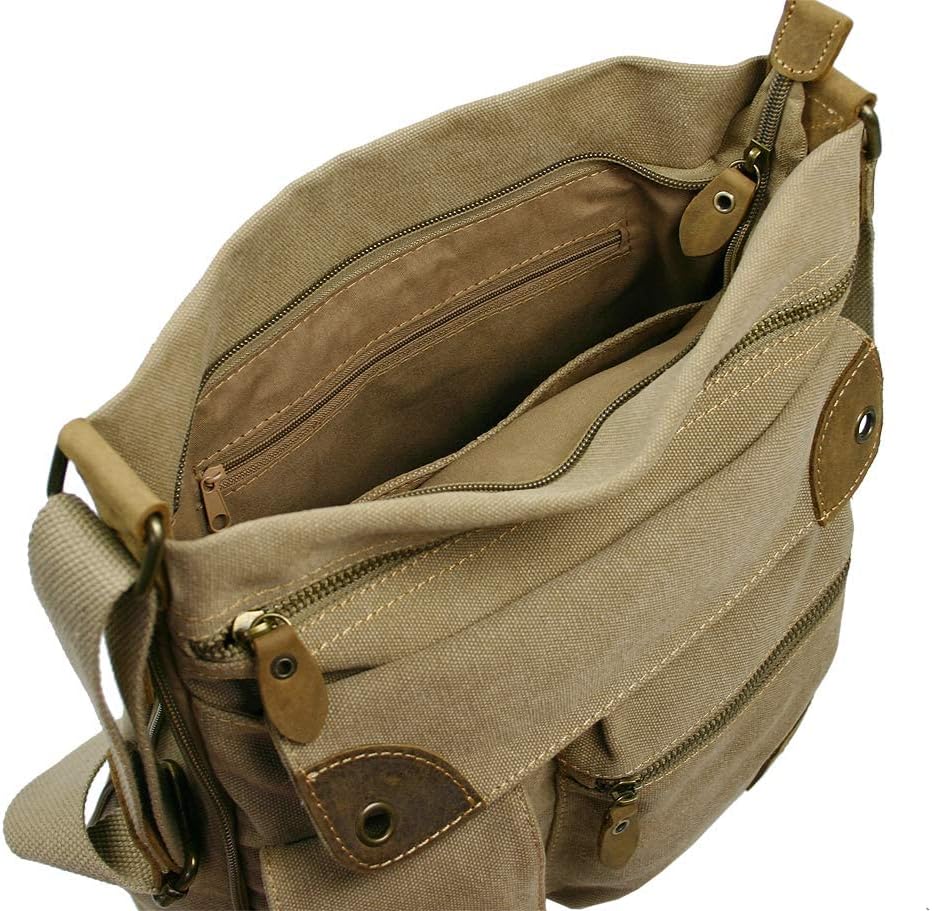 JENNIFER JONES - Grosse Damen Handtasche aus Canvas und Echtleder - Vintage Look - Casual Schulterta