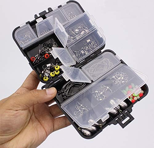 Fishing Terminal Tackle, 160 Stück Fishing Tackle Box - Angelhaken, Kurbelhaken, Bleisinker, Trigemi