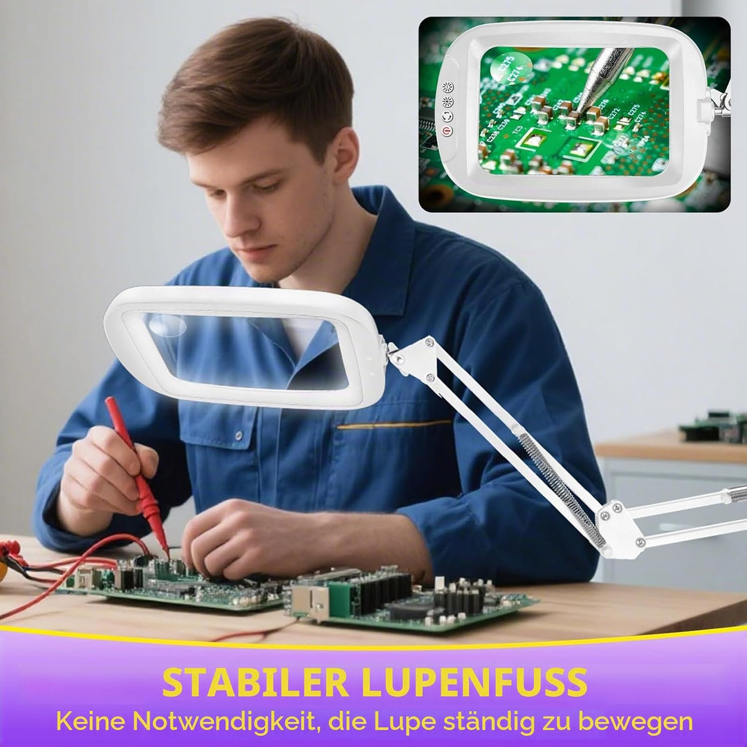 NZQXJXZ 10X 30X Rechteck Lupe mit Licht und Ständer, 2-in-1 Lupenlampe mit 60 Einstellbaren Helligke