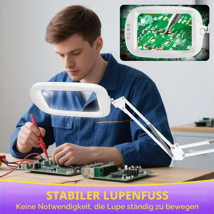 NZQXJXZ 10X 30X Rechteck Lupe mit Licht und Ständer, 2-in-1 Lupenlampe mit 60 Einstellbaren Helligke