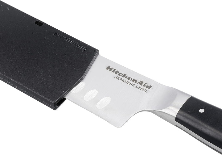 KitchenAid Gourmet 18cm / 7 Inch Santoku Kitchen Knife, Sharp High-Carbon Japanese Steel, Black Sant