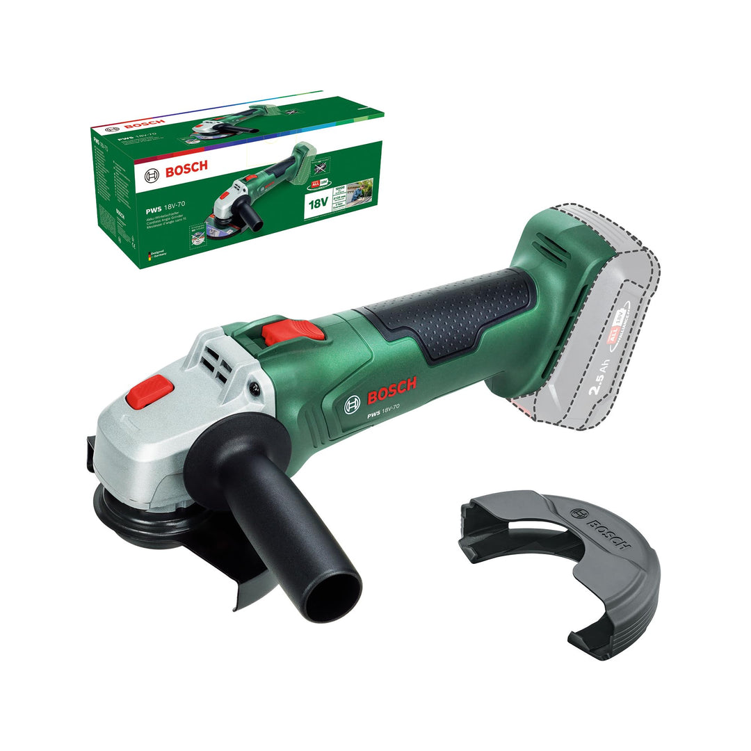Bosch 18V System Akku-Winkelschleifer PWS 18V-70 (Für kleine bis mittlere Trenn- und Schleifarbeiten