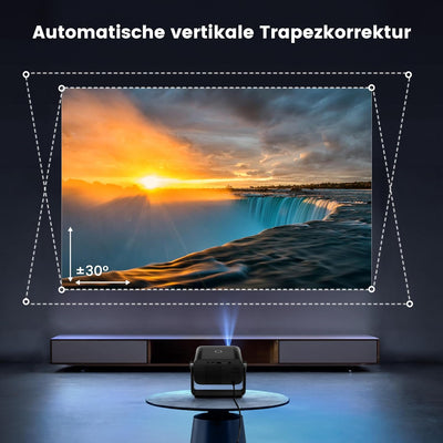 Beamer【Elektrischer Fokus/Auto Trapezkorrektur】 WiFi Bluetooth Mini Beamer 1080P Full HD unterstützt