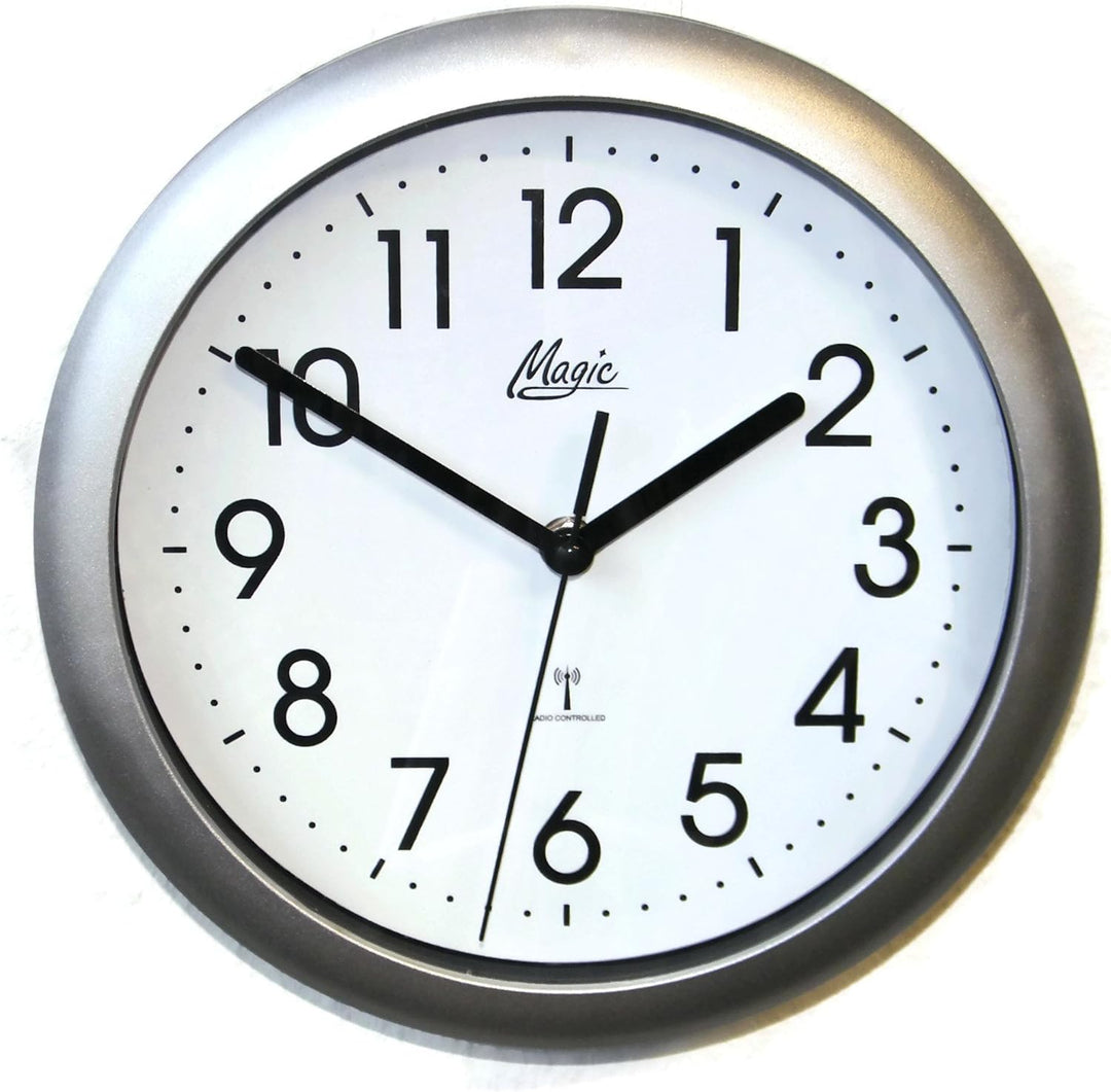 Magic Funkwanduhr Küchenuhr Funkgesteuert 25 cm Silber - 4490-19M