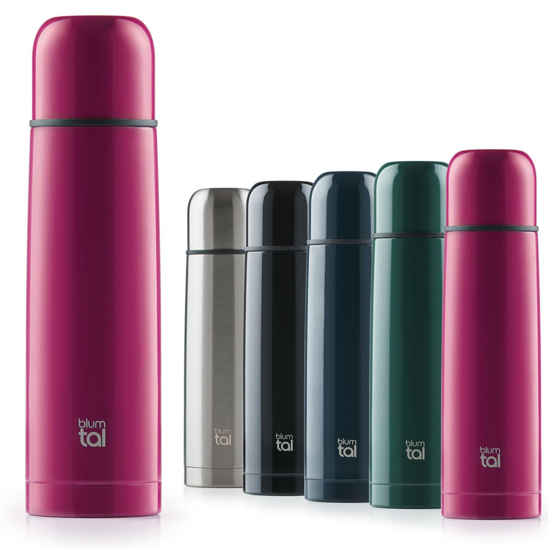 Blumtal Thermoskanne für unterwegs, BPA-frei, Thermobecher, doppelwandige Isolierung, Edelstahlbeche
