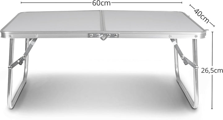 Klappbarer Reisetisch, tragbarer Campingtisch, 60×40×26,5 cm (Weiss), Weiss