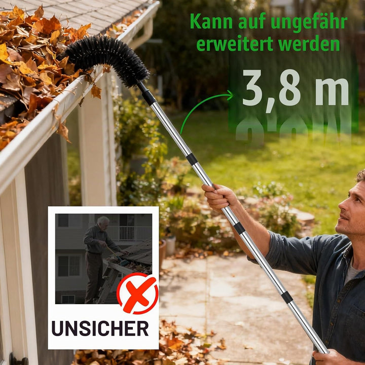 Dachrinnenbürste Dachrinnenreiniger mit Teleskopstiel 390cm Dachrinnen Reinigung Dachrinnenreinigung