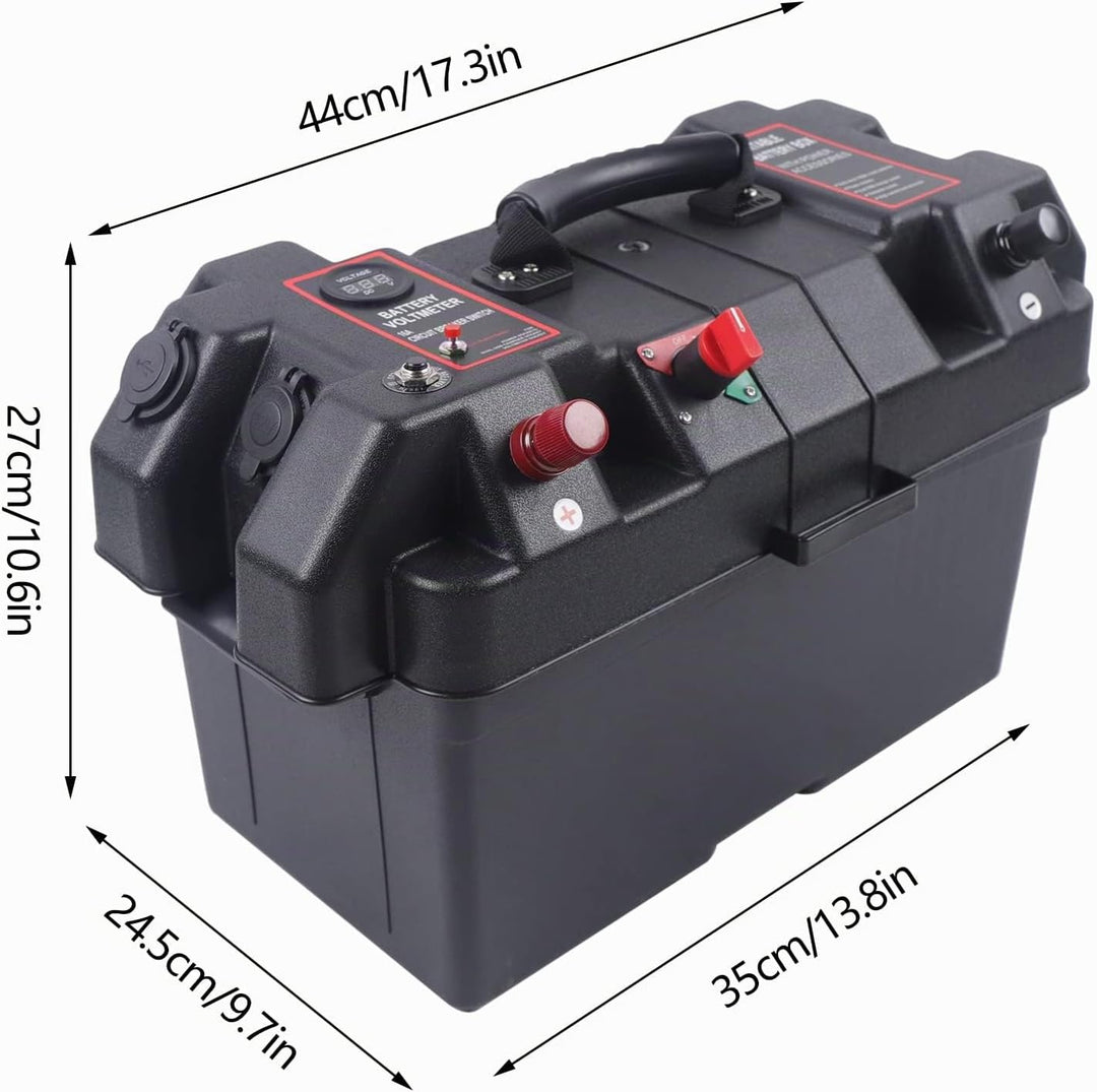 Akku Batteriebox Aufbewahrung Batterie Box mit Doppel-USB-Anschluss, Echtzeitüberwachung, für Marine