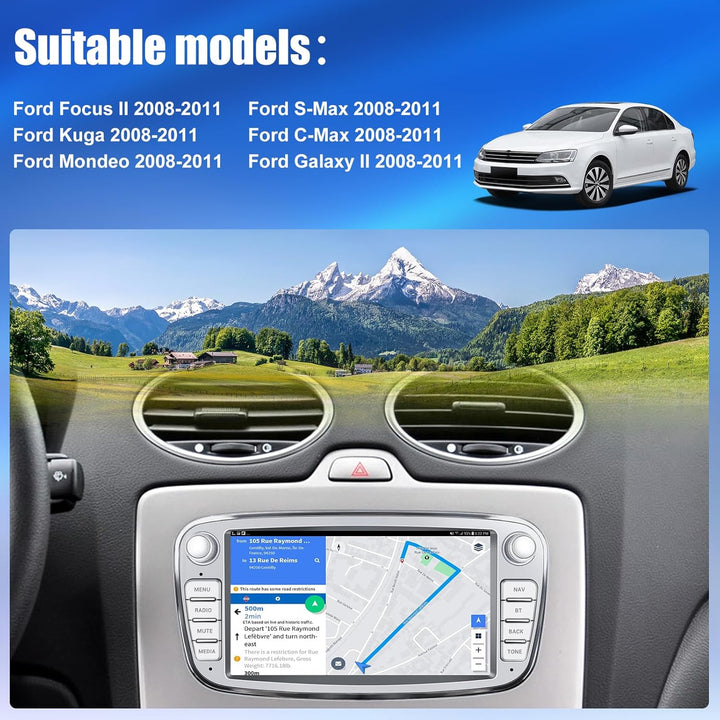 CAMECHO [1+32G] Android 13 Autoradio für Ford Focus mk2 Mondeo Cmax Galaxy Smax Kuga mit Navi, 7 Zol