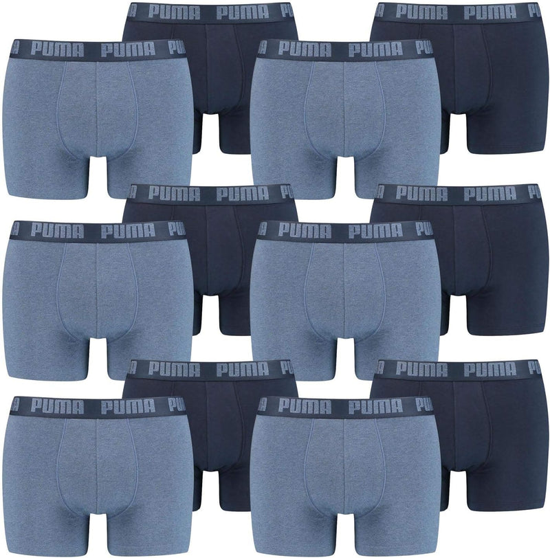 PUMA 12 er Pack Boxer Boxershorts Men Herren Unterhose Pant Unterwäsche, Farbe:037 - Denim, Bekleidu