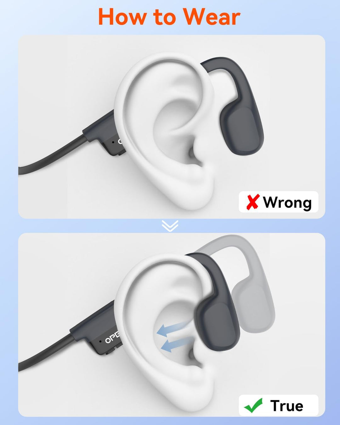 SANOTO Knochenschall Kopfhörer, Open Ear Kopfhörer Bluetooth 5.3, 8 Stunden Akkulaufzeit, Bone Condu