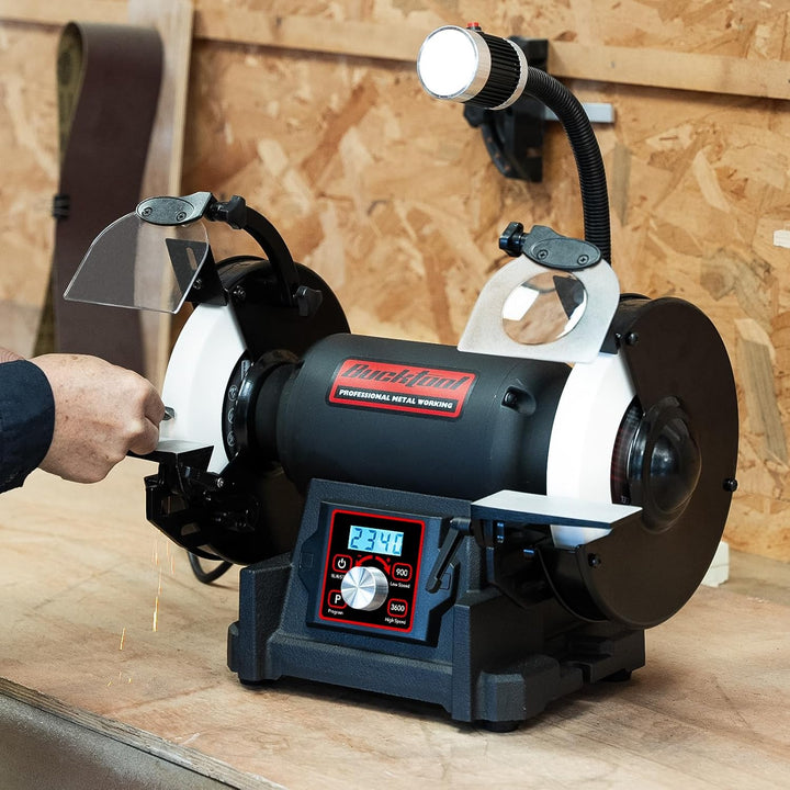 Bucktool 200mm Variabler Tischschleifer, VFD 750W Professioneller Schleifbock mit niedriger Vibratio