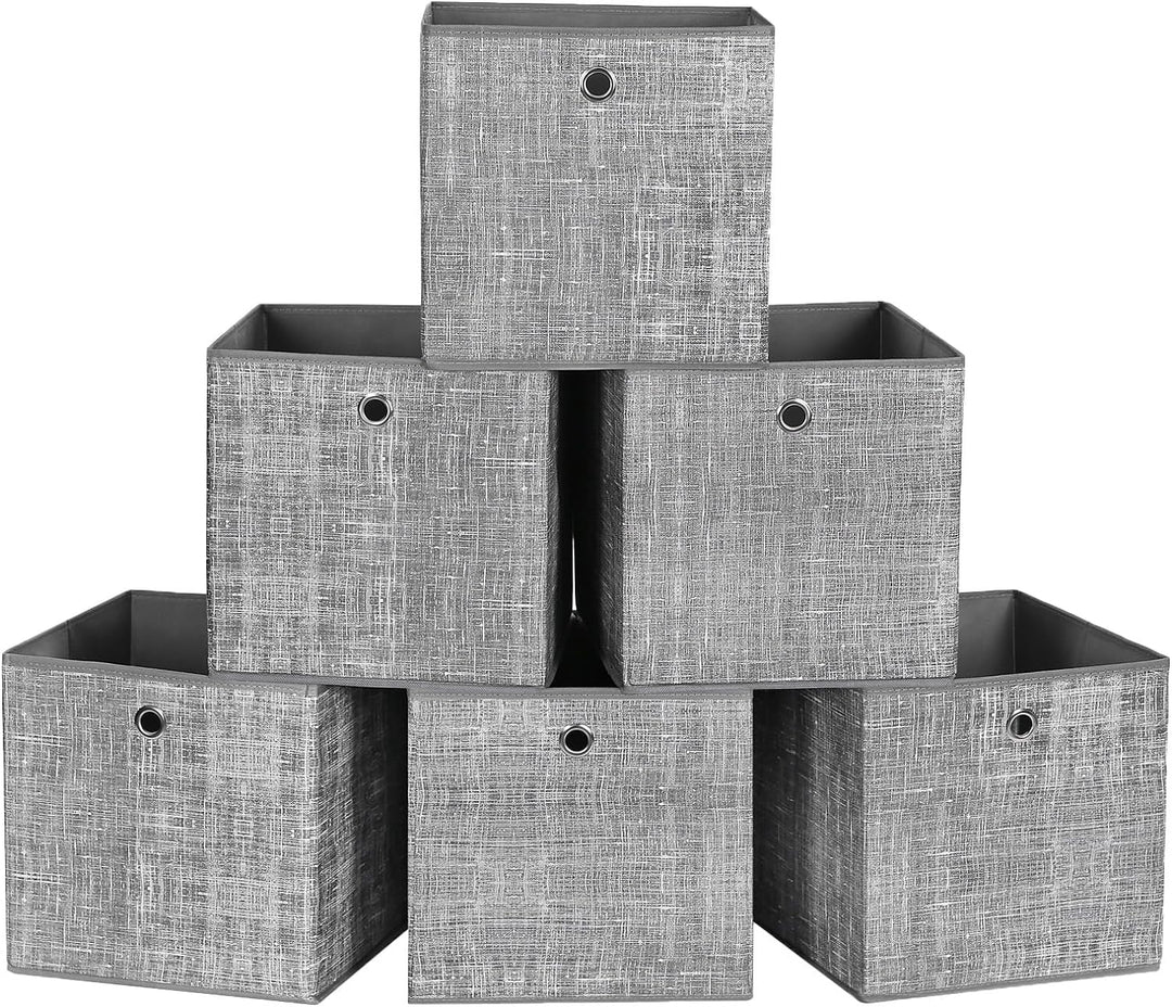 SONGMICS Aufbewahrungsbox, 6er Set, Ordnungsboxen aus Vliesstoff mit Griff, Boxen Aufbewahrung, 30 x