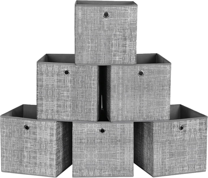 SONGMICS Aufbewahrungsbox, 6er Set, Ordnungsboxen aus Vliesstoff mit Griff, Boxen Aufbewahrung, 30 x