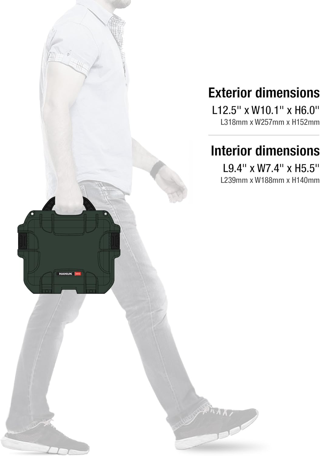 Nanuk 905 Wasserdichter Hartschalenkoffer Mit Plüschschaumeinlage - Olive Würfelförmiger Schaumstoff