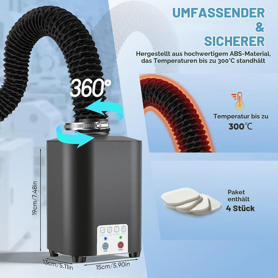 Lötrauchabsaugung Laser Absaugung 50W 128 m³/h Schweissrauchabsauger Lötdampfabsauger mit 3-Stufen-F