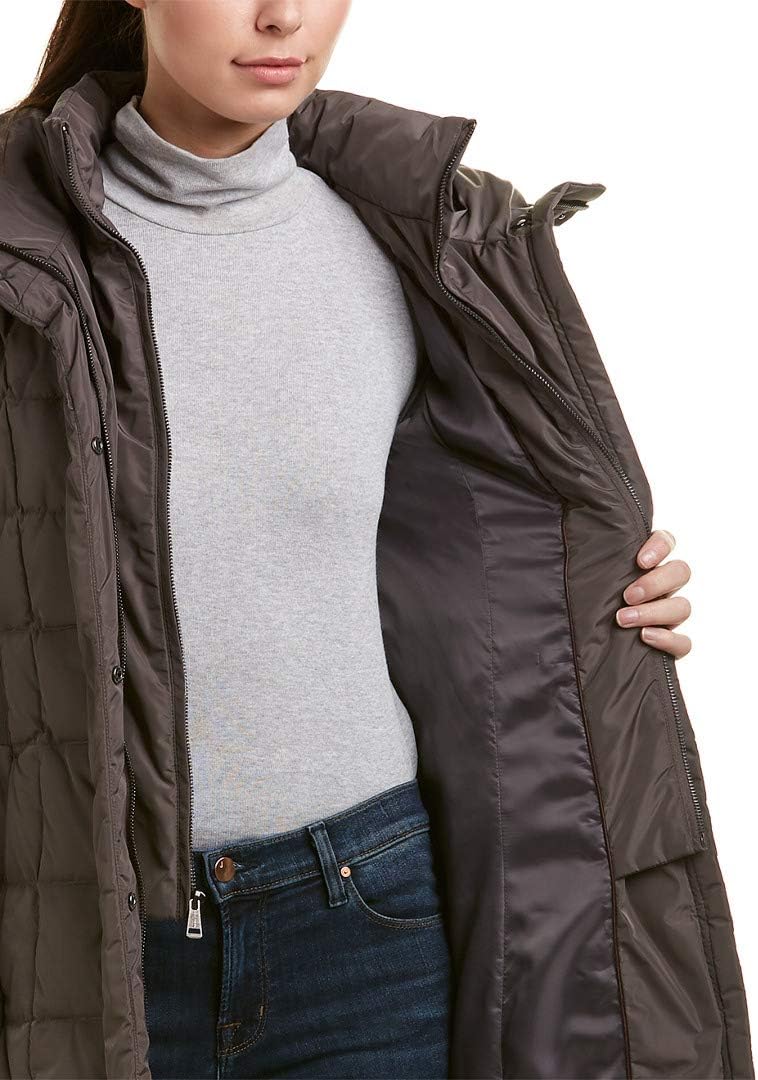 Cole Haan Damen TAFT Daunenmantel mit Latz Daunenalternative Oberbekleidung XS Carbon, XS Carbon