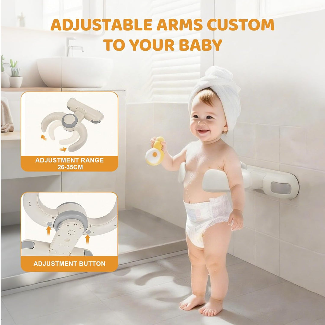 Baby Dusche Ständer Höhenverstellbar 26–35cm | Rutschfester Duschständer mit Sicherheitsgriff , Klap