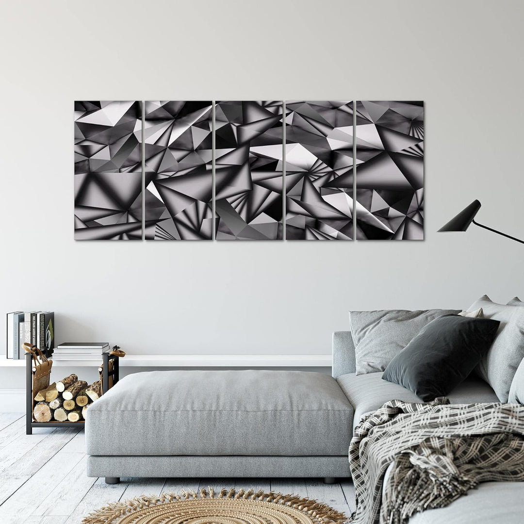 Runa Art Wandbild XXL 3D Effekt Wohnzimmer 200 x 80 cm Schwarz Weiss 5 Teilig - Made in Germany - 50