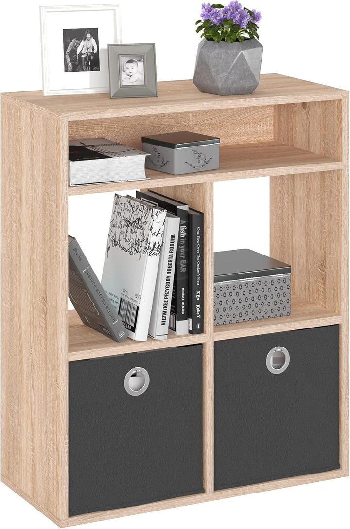 KOMTO Regal Sonoma Eiche - Bücherregal Standregal Würfelregal Büroregal 65,8 х 30,7 х 80,4 cm Bücher