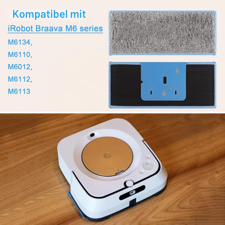 Sgizoku Waschbare Wischtücher für iRobot Braava M6 Serie,8 Wiederverwendbare Mop-Pads für iRobot Bra