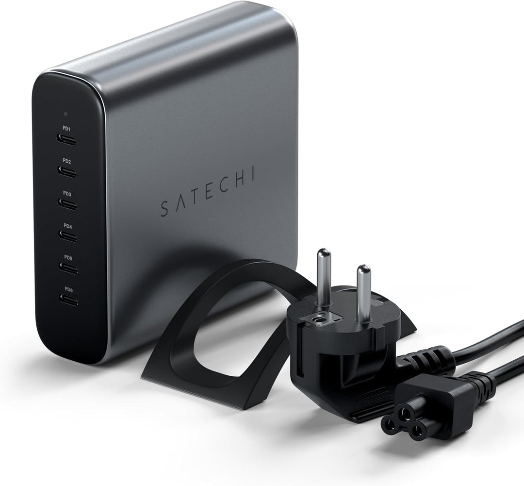 SATECHI GaN 200W USB-C Ladegerät mit 6 Anschlüssen – 2 x USB-C PD 3.1 (140W) und 4 x USB-C PD 3.0, S