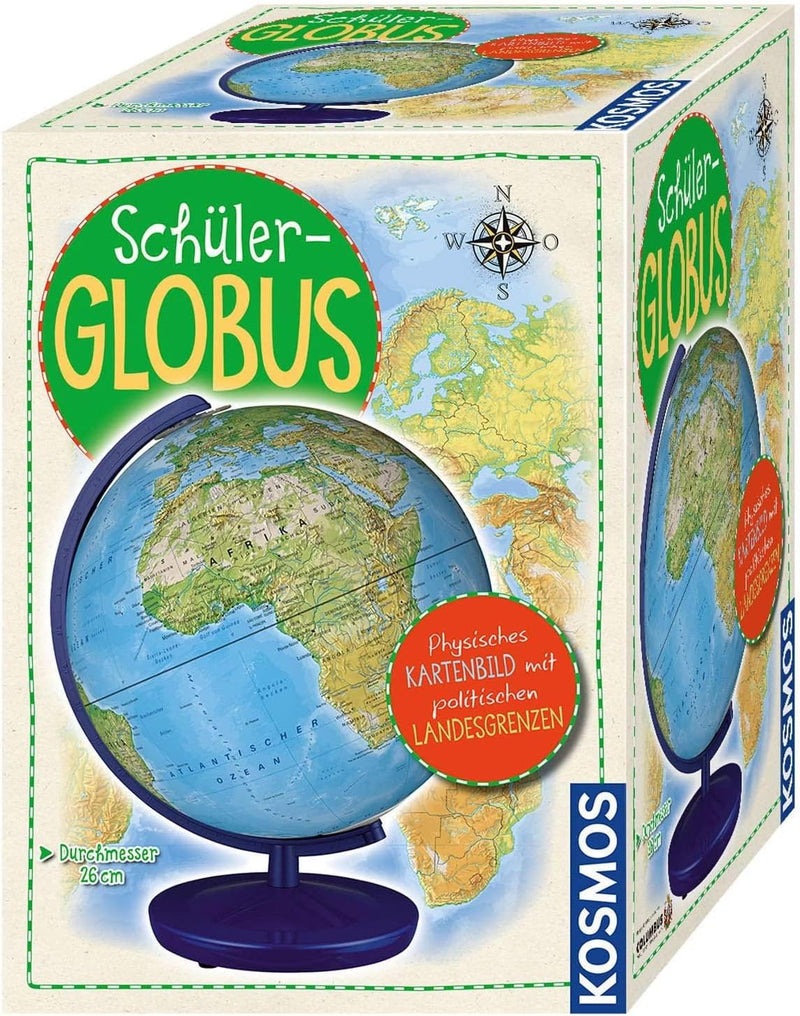 KOSMOS 673031 Schüler-Globus Physisches Kartenbild mit politischen Ländergrenzen, 26 cm Durchmesser