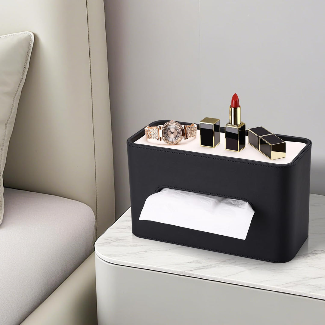 GORESE Taschentuchbox,Leder Rechteckige Kosmetiktücherbox Papiertaschentuchhalter Taschentuchspender