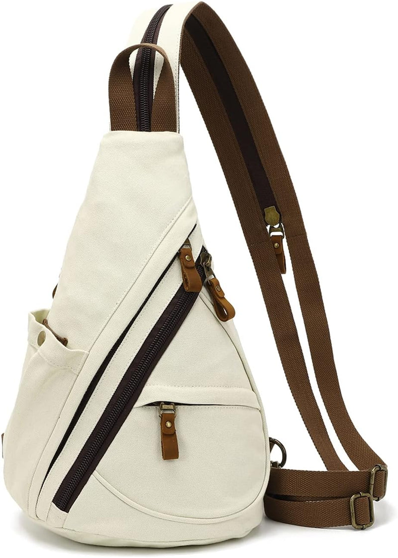 KL928 Canvas Sling Bag Rucksack Damen und Herren – Schulterrucksack Umhängetasche Crossbag Verstellb