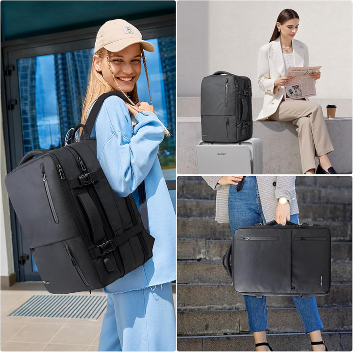 KINGSLONG Handgepäck Rucksack Vakuum 40L Laptop Rucksack 19 Zoll Herren Damen Flugzeug Erweiterbar W