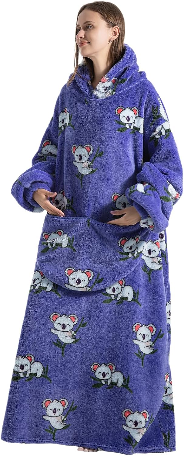 Ultra Weiche Hoodie Decke mit Ärmeln Warme Flanell Decke zum Anziehen für Zuhause Sofa und Bett, Kus