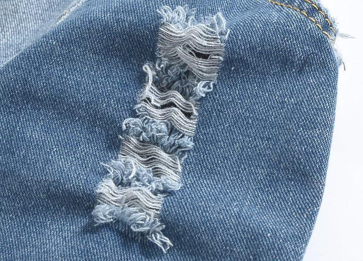 Herren Denim Westen Zerrissen Casual Ärmellos Biker Fashion Jeansweste, Blau