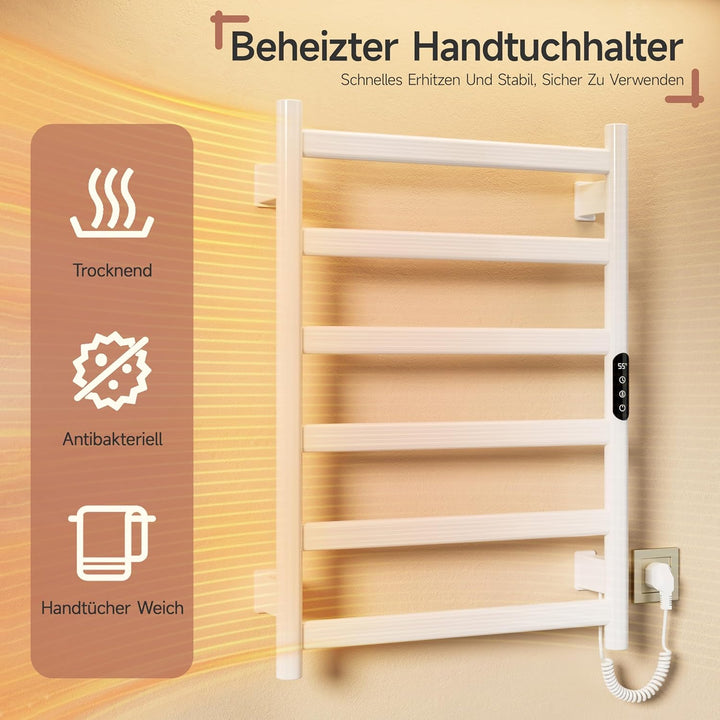 Elektrischer Badheizkörper,Weiss handtuchheizkörper elektrisch,Die Abmessungen sind:700×500 mm,Mit L