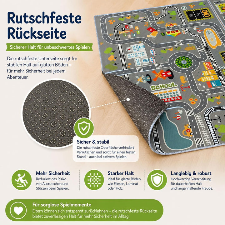 ZFHNYJWKL Kinder spielteppich Auto Jungen &amp; Mädchen Teppich Strassenteppich Bauteppich Stadtstadt Le