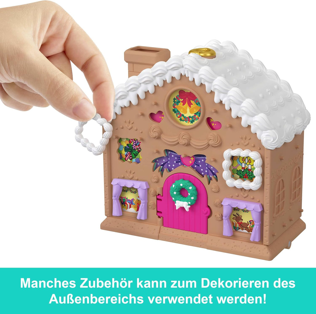 Polly Pocket Adventskalender mit Polly Pocket Puppe, Lebkuchenhaus-Spielset zum Selbermachen mit 24