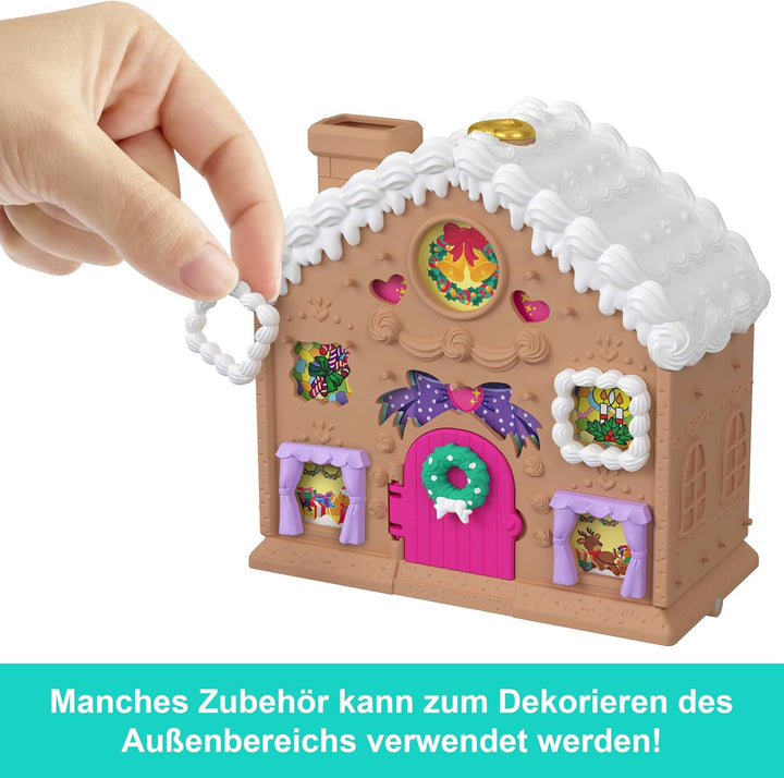 Polly Pocket Adventskalender mit Polly Pocket Puppe, Lebkuchenhaus-Spielset zum Selbermachen mit 24