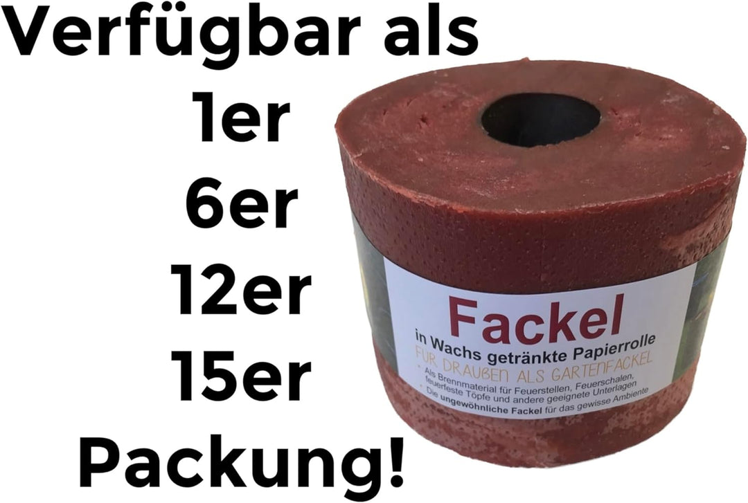 12x Fackel Klopapierrolle in Wachs getränkt - für Draussen als Gartenfackel